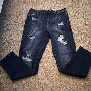 Juniors/Women Ripped Blue Jeans